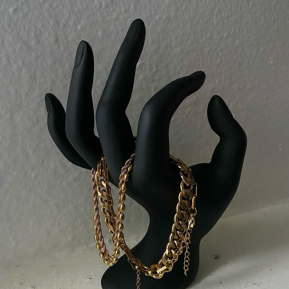 ✨ Gold Bracelet Stack | Cuban, Rope, Oval & Paperclip - Picture 3 of 7